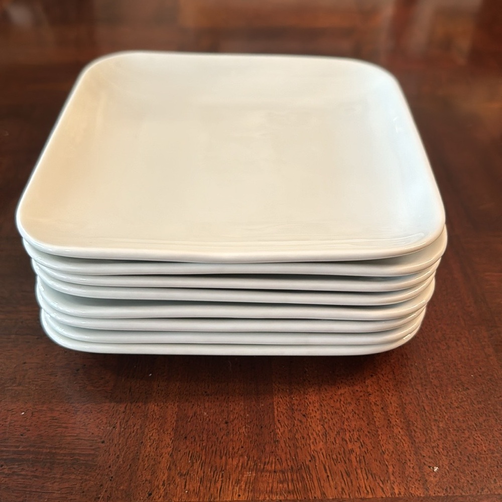 Pier 1 Imports Plate Sets Cocktail Appetizer White Square Porcelain 6in …